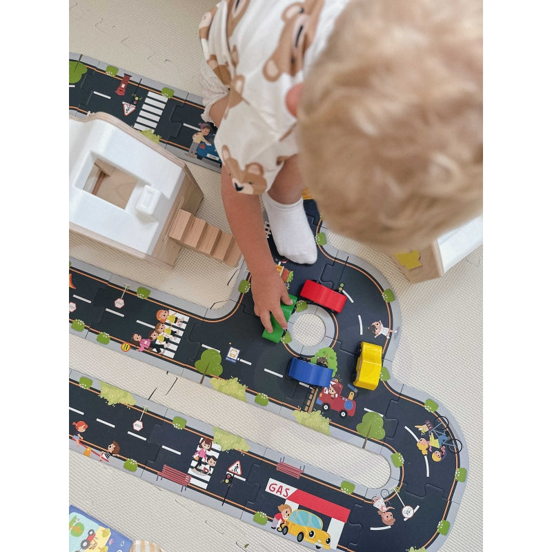 WOOPIE Snelwegmodel Rijbaan Puzzel voor kinderen 21 stuks