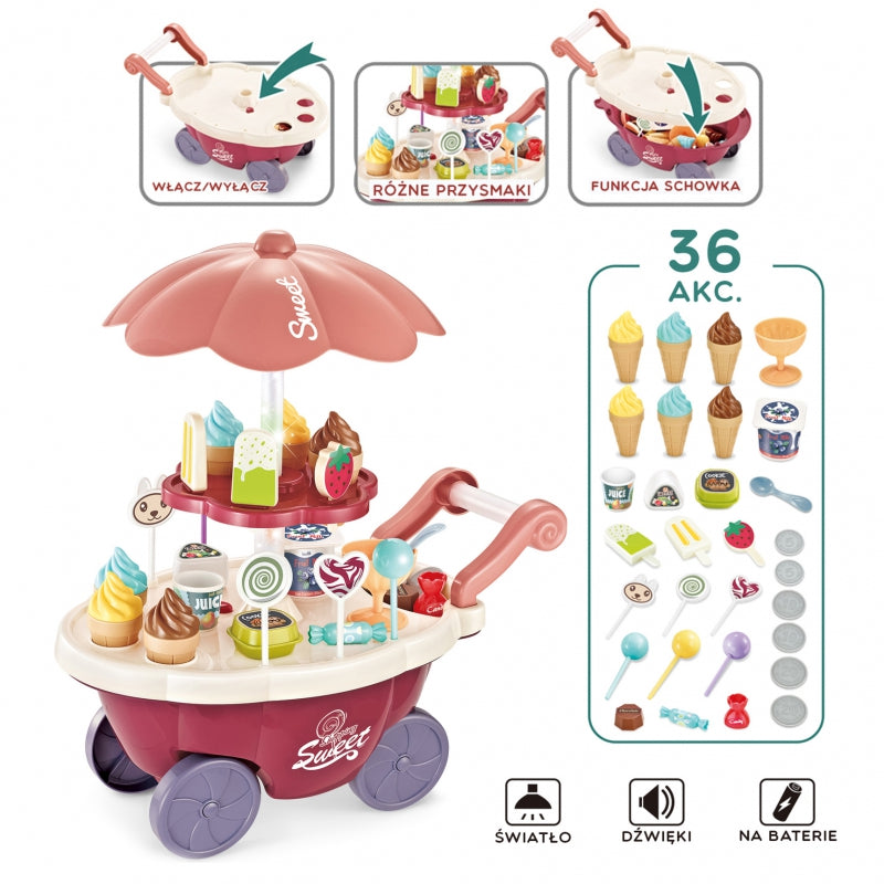 WOOPIE Speelgoed Winkel Food Truck Snoepkraam inclusief 36 accessoires