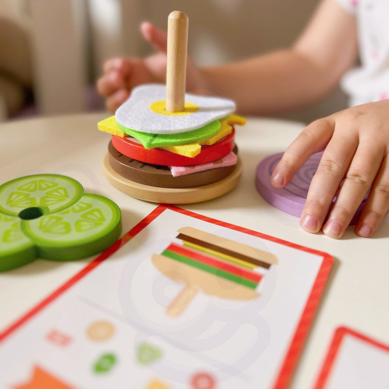 WOOPIE Houten Burger Restaurant Puzzel voor Kinderen 15 stuks