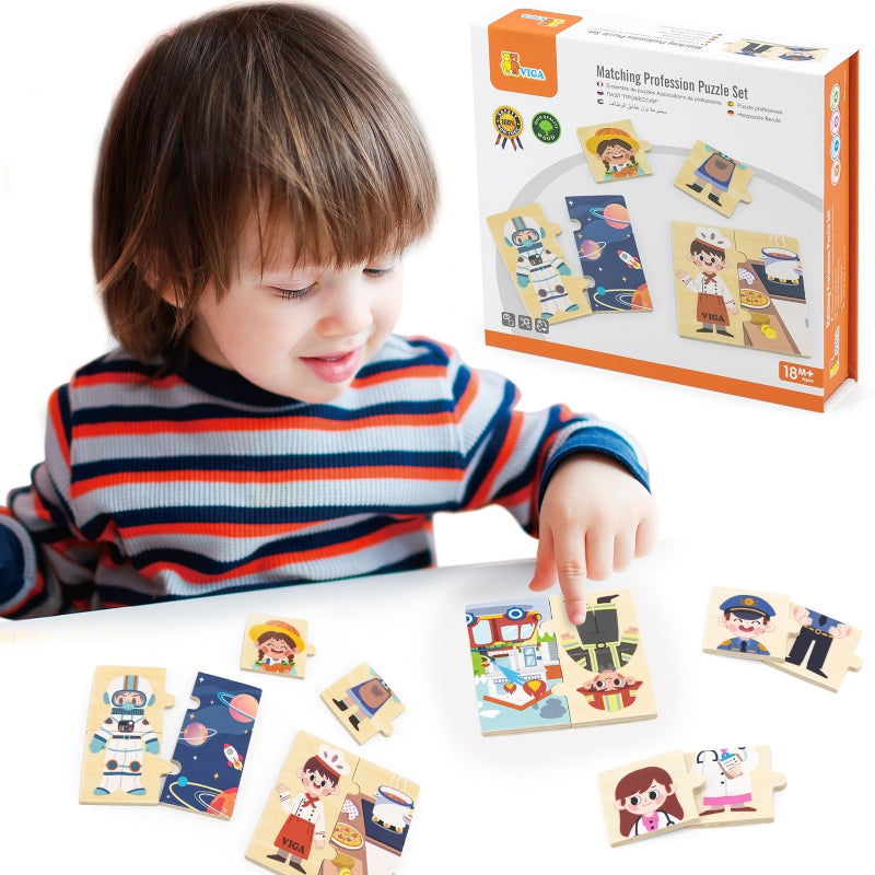 VIGA Houten Puzzel – Beroepen Sorteerpuzzel