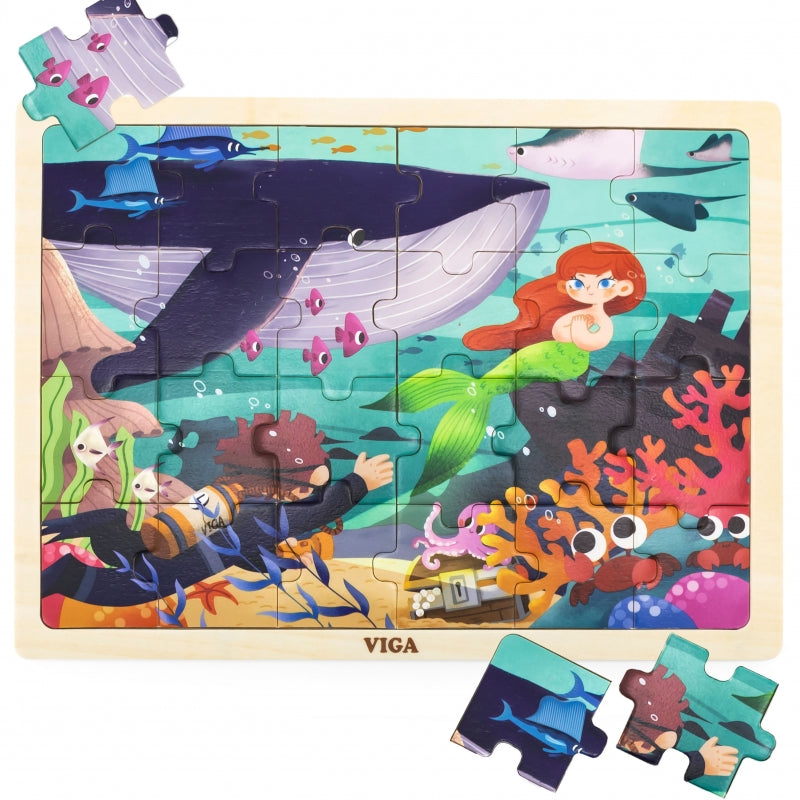 VIGA Houten zeemeerminnen, zee Puzzel 24 stuks