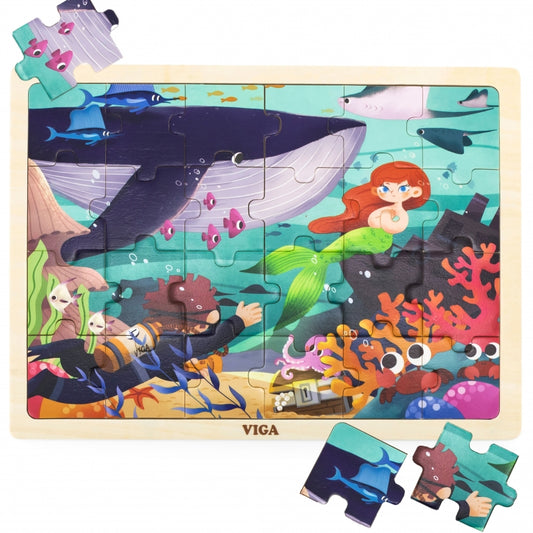VIGA Houten zeemeerminnen, zee Puzzel 24 stuks