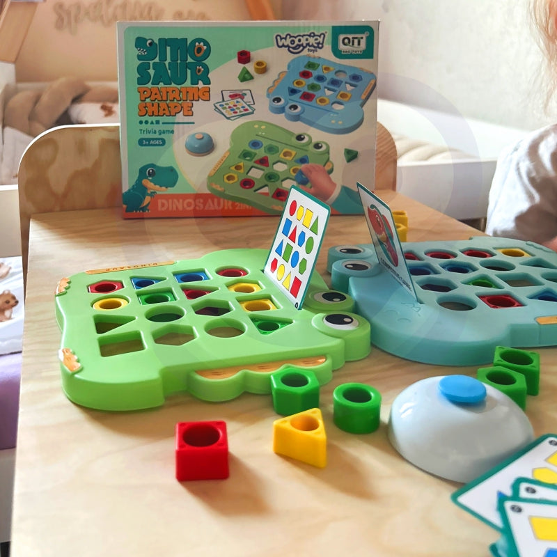 WOOPIE Dinosaurus Puzzel Behendigheidsspel - Vormen herkennen - Montessori Speelgoed