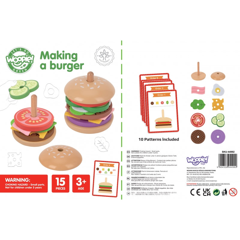 WOOPIE Houten Burger Restaurant Puzzel voor Kinderen 15 stuks