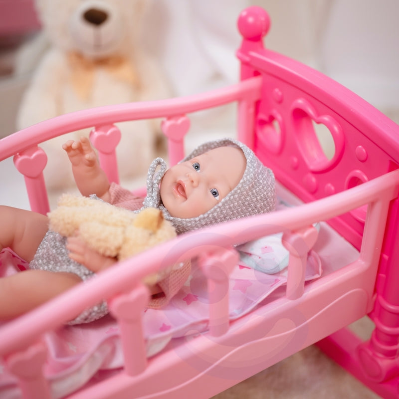 WOOPIE Baby pop 36 cm in kleding met Teddy Beer en eet Accessoires