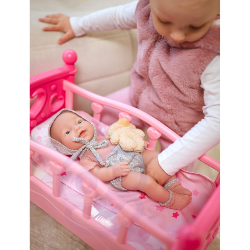 WOOPIE Baby pop 36 cm in kleding met Teddy Beer en eet Accessoires