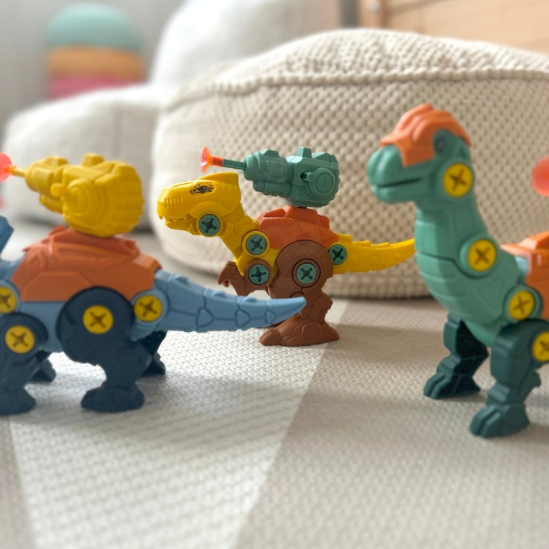 WOOPIE Dino Constructieset – 3 Dinosaurussen om te Monteren met Boormachine en Schroevendraaier in Doos