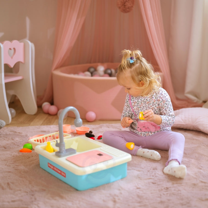 WOOPIE Speelgoed 2-in-1 Keukenspoelbak met Waterkraan - Blauw