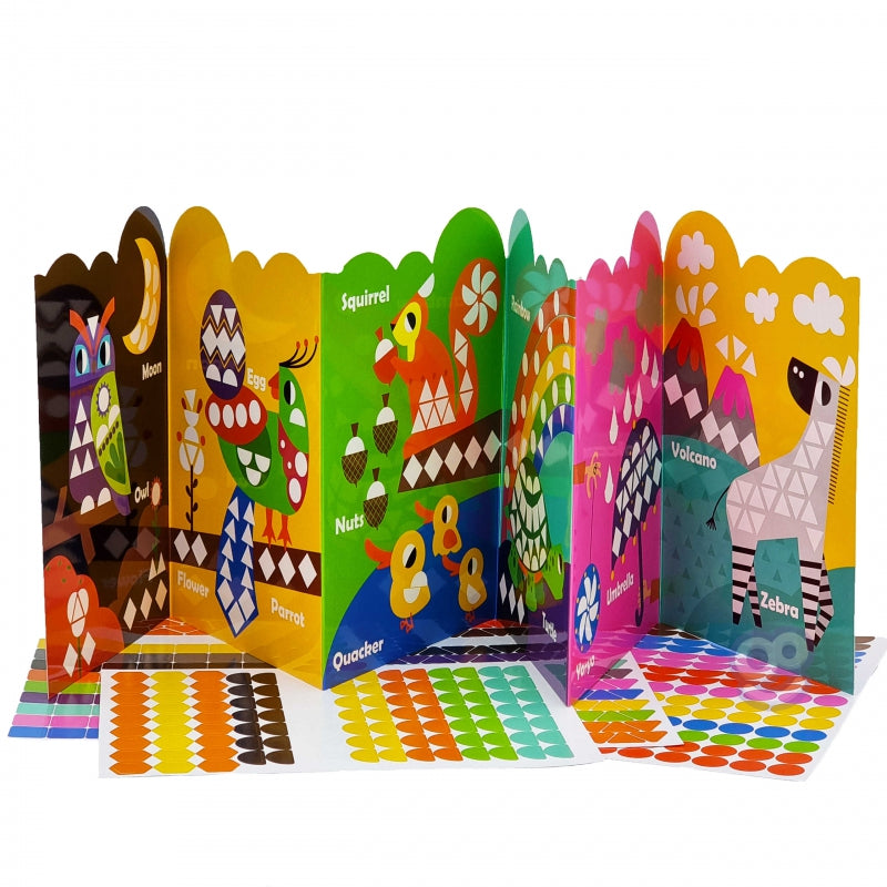 WOOPIE ART&FUN Sticker boek Dieren - Plakboek 504 stuks - Vorm- en Kleurenmatch  (Engelstalig)