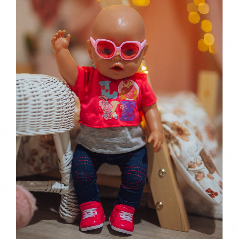 WOOPIE Fashion BabyPop met Kleding, LOVE Bril & Schoenen 43-46 cm