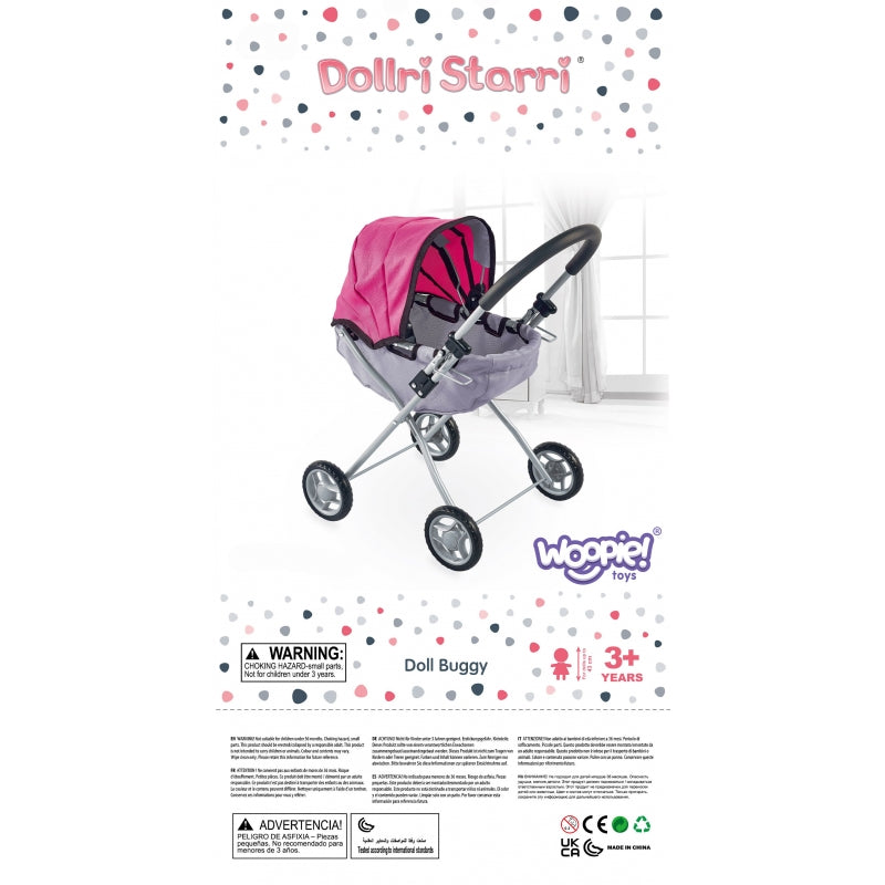 WOOPIE 3-wielige poppenwagen met hartjes - Roze