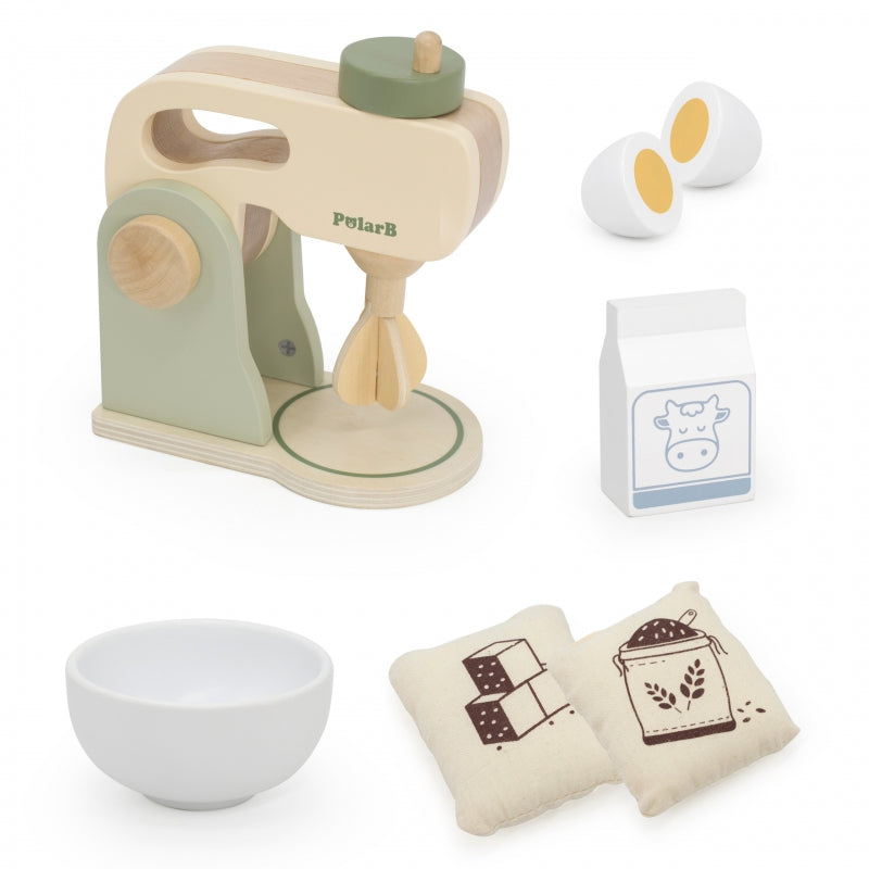 VIGA Houten speelgoed Keukenmixer Groen + Accessoires