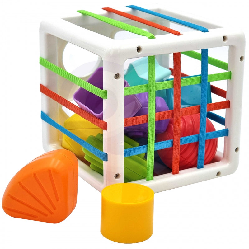 WOOPIE BABY Flexibele Sensorische Kubus – Sorteerspel voor Baby's met Kleurrijke Vormen, 11 stuks