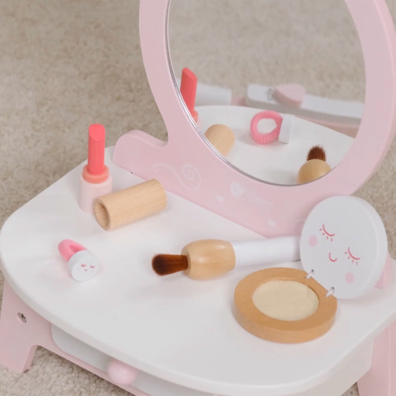 CLASSIC WORLD Houten kaptafel voor meisjes met spiegel + stijltang - 11 accessoires