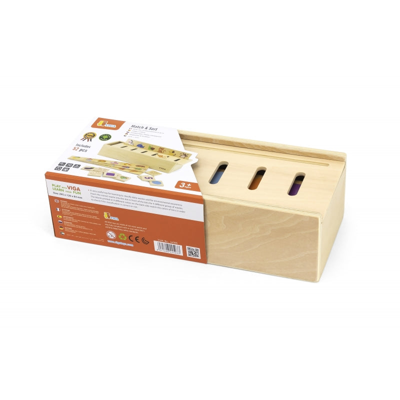 VIGA Houten Educatieve Sorteerspel – Dieren, Fruit en Groenten – Montessori