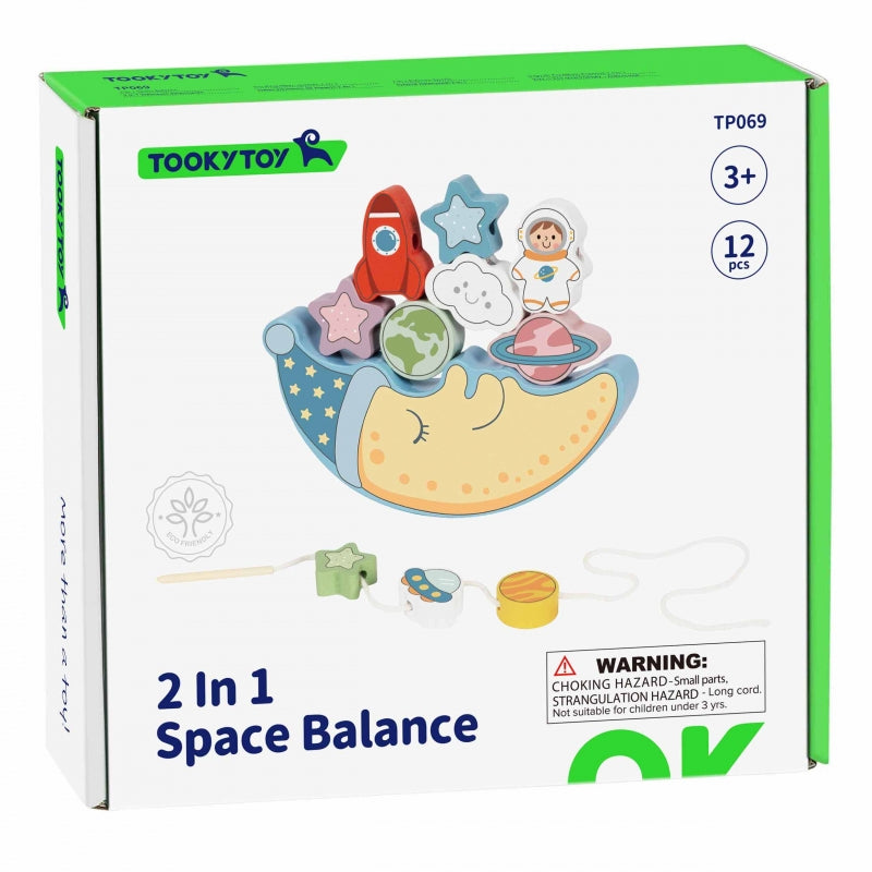 TOOKY TOY Houten Stapel- en Rijgspel met thema ruimte