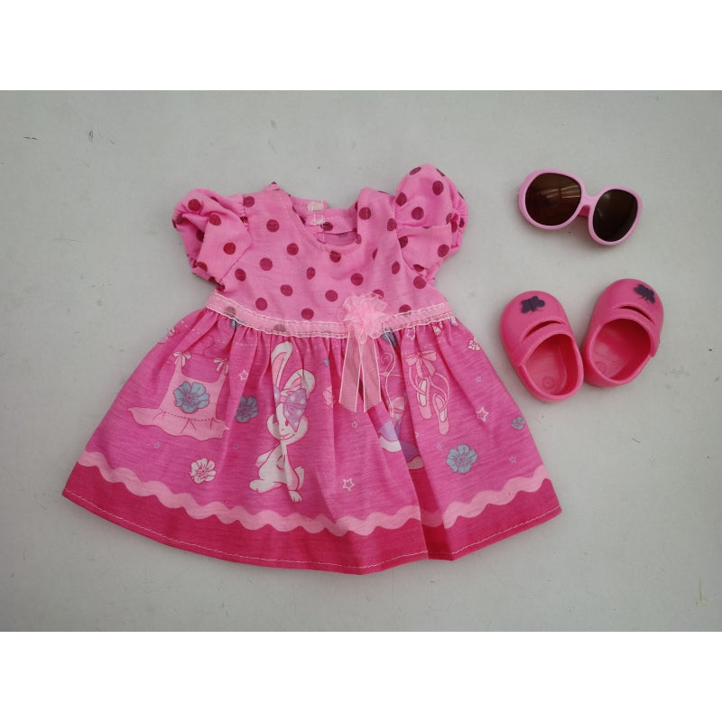 WOOPIE Poppenkleertjes Roze Jurkje Konijn 43-46 cm