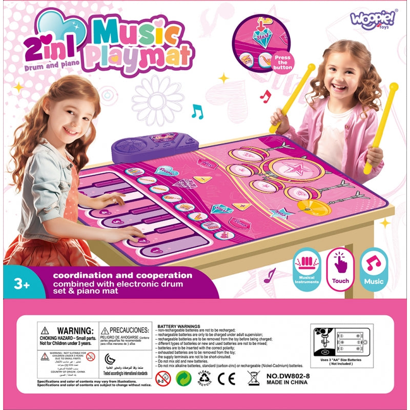 WOOPIE Grote Muziekmat voor kinderen met Interactieve Drums en Piano