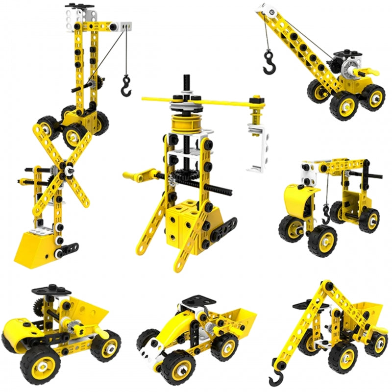 WOOPIE Speelgoed Bouwset van Voertuigen - STEAM Blokken - 100 onderdelen, 8 modellen