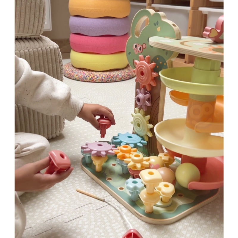 WOOPIE GREEN 4-in-1 Kogelbaan, Activiteitenboom - Montessori speelgoed - FSC gercertificeerd