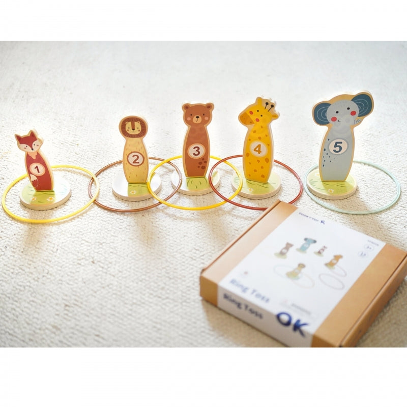 TOOKY TOY Houten Gooi de kegels behendigheidsspel - 15 stuks