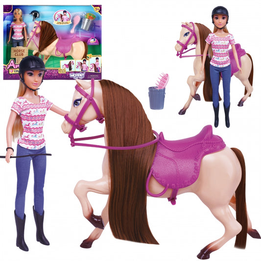 WOOPIE Manege speelgoed ruiter pop met paard + accessoires Speelpop