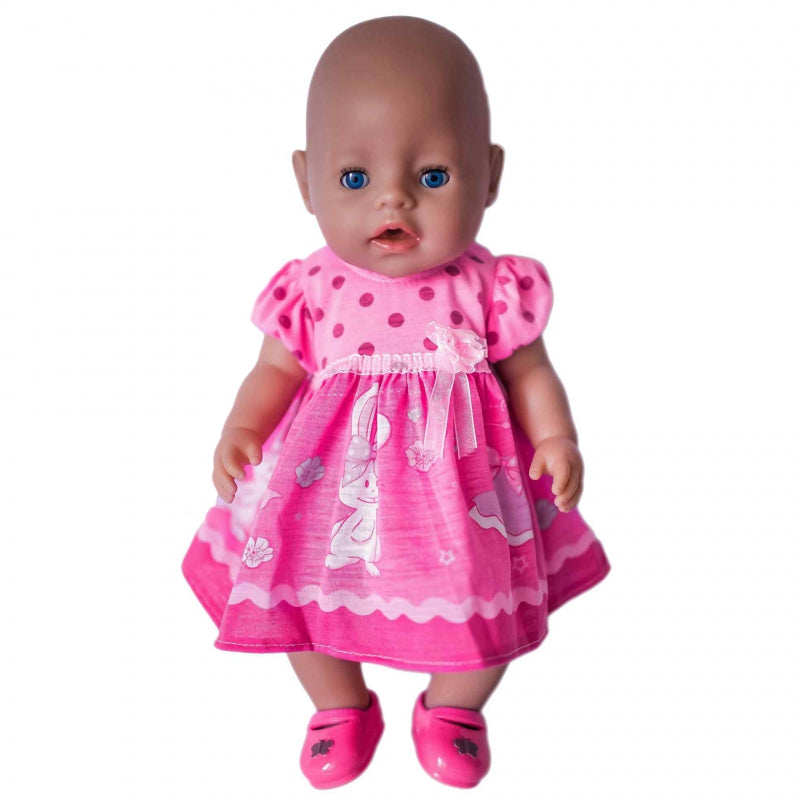 WOOPIE Poppenkleertjes Roze Jurkje Konijn 43-46 cm