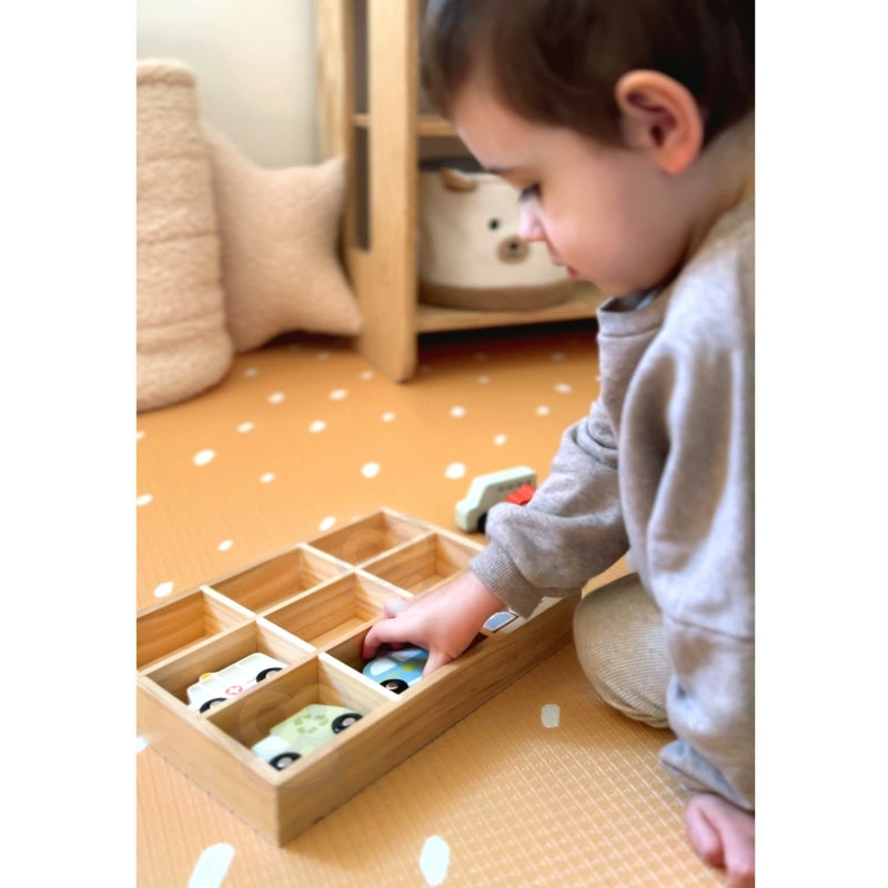 TOOKY TOY Set van Houten Voertuigen en Verkeersborden in houten standaard