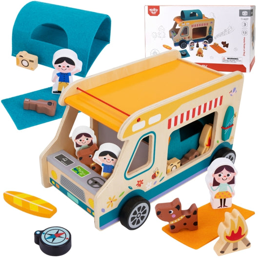 TOOKY TOY Houten Camper met Figuren en Camping