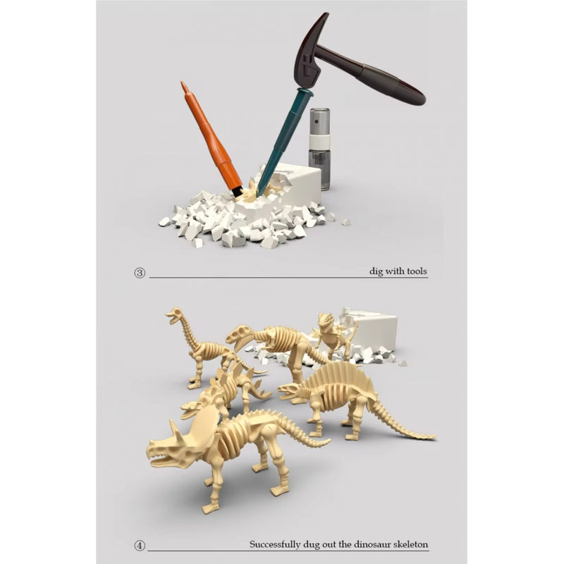 WOOPIE Speelgoed Opgravingsset "Kleine Archeoloog" – 6 Dinosaurusskeletten
