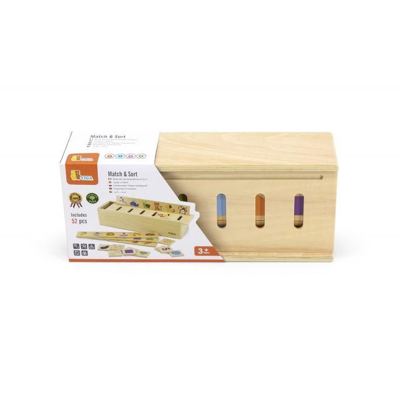 VIGA Houten Educatieve Sorteerspel – Dieren, Fruit en Groenten – Montessori
