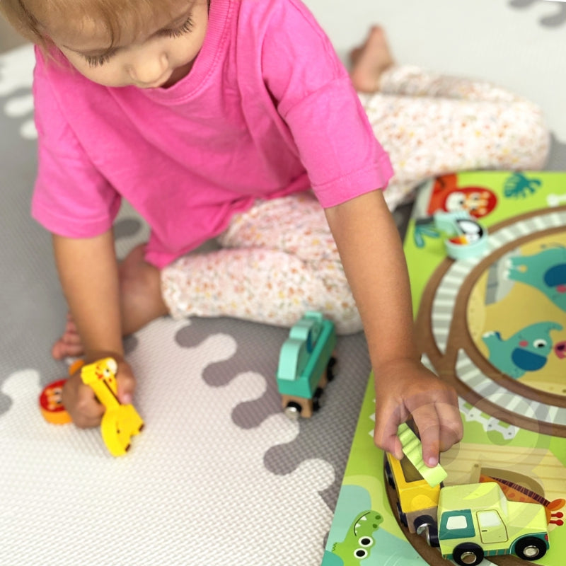 TOOKY TOYS houten trein dierentuin met magneten in koffertreinspoor