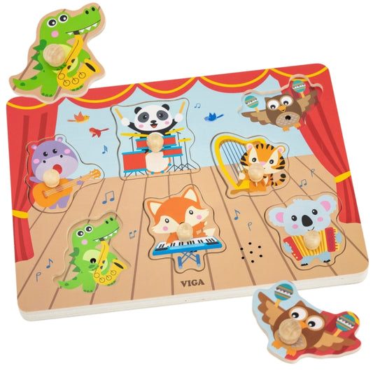 VIGA Geluiden puzzel voor kinderen, Muzikale Dieren