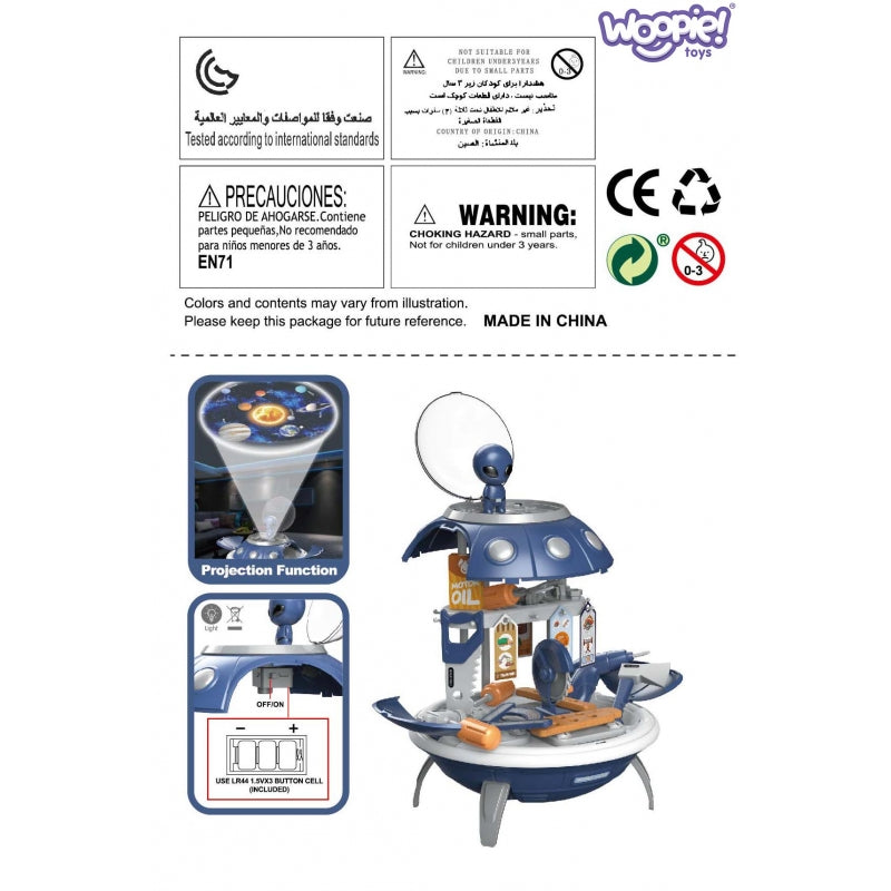 WOOPIE 3-in-1 Werkplaats Rugzak Projector UFO – 52 stuks