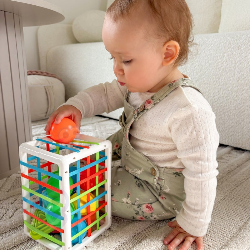 WOOPIE BABY Flexibele Sensorische Kubus – Vormenstoof voor Kinderen met Kleurrijke Vormen, 13-delig