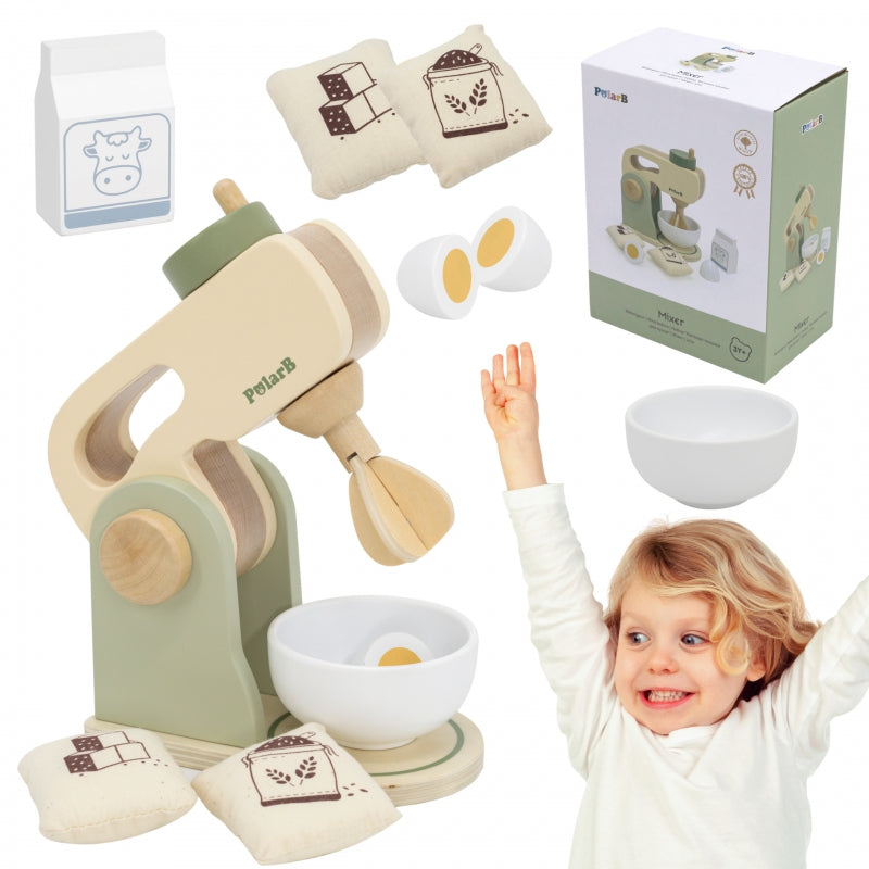 VIGA Houten speelgoed Keukenmixer Groen + Accessoires