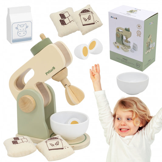 VIGA Houten speelgoed Keukenmixer Groen + Accessoires