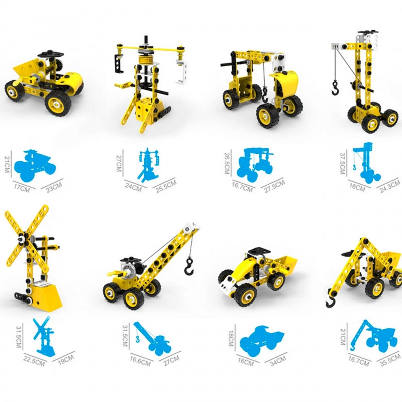 WOOPIE Speelgoed Bouwset van Voertuigen - STEAM Blokken - 100 onderdelen, 8 modellen