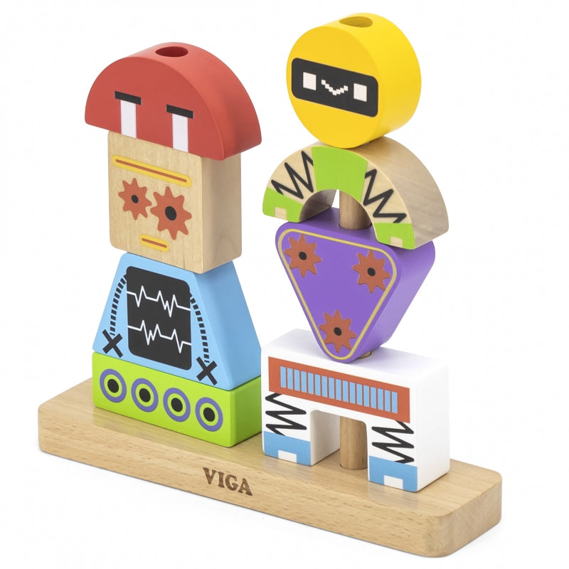 VIGA Robots Piramide Puzzel + Patronen 8 stuks