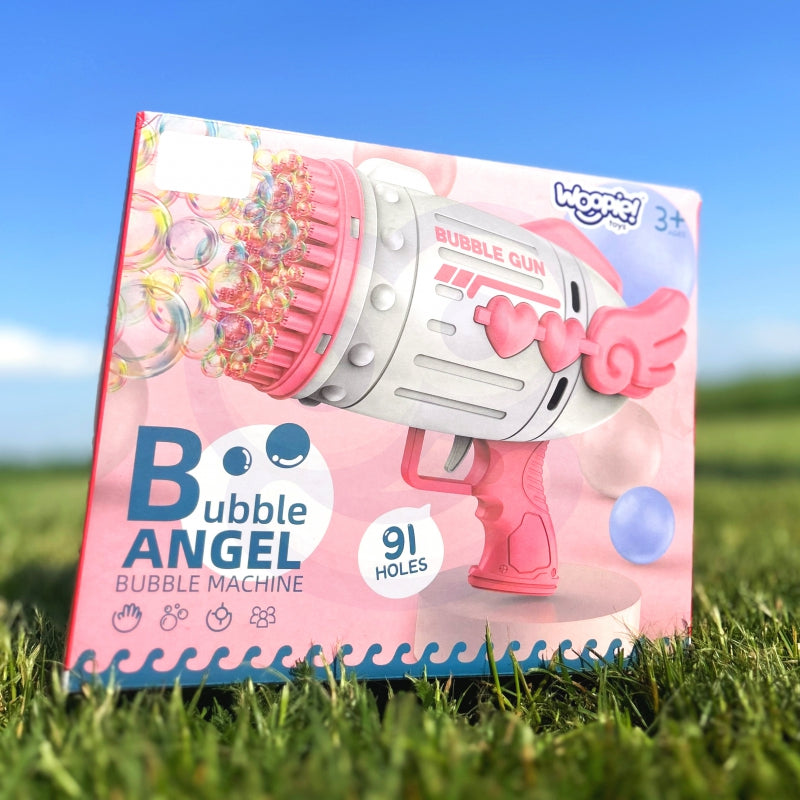 WOOPIE Bubble Gun, Bellenblaasmachine pistool met 91 Openingen, Roze