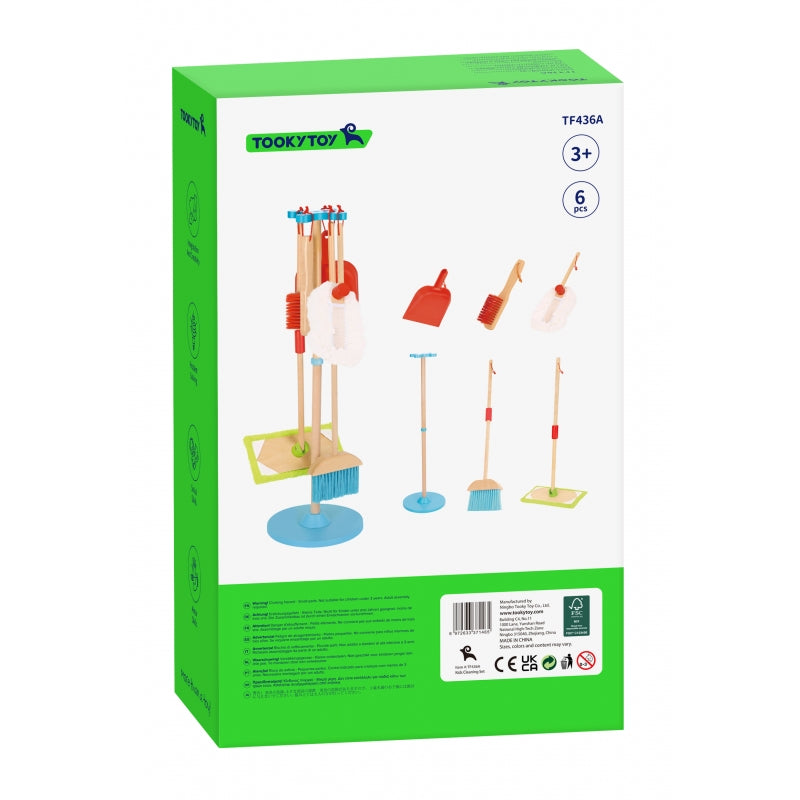 TOOKY TOY Houten Speelgoed Schoonmaak set - Opruimset voor Kinderen 6 stuks