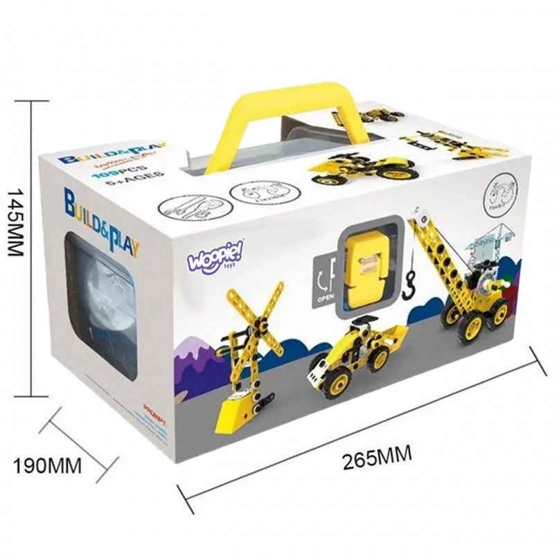 WOOPIE Speelgoed Bouwset van Voertuigen - STEAM Blokken - 100 onderdelen, 8 modellen