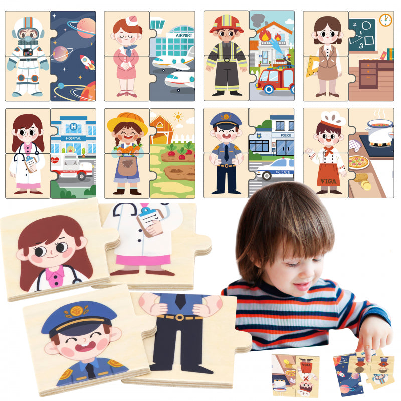 VIGA Houten Puzzel – Beroepen Sorteerpuzzel