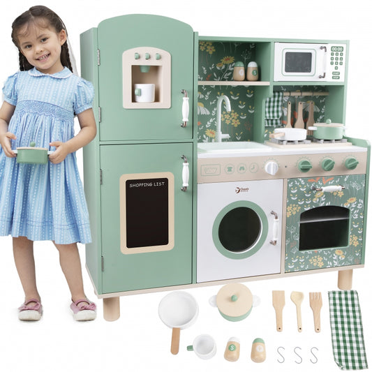 CLASSIC WORLD Grote houten vintage speelkeuken voor kinderen + accessoires