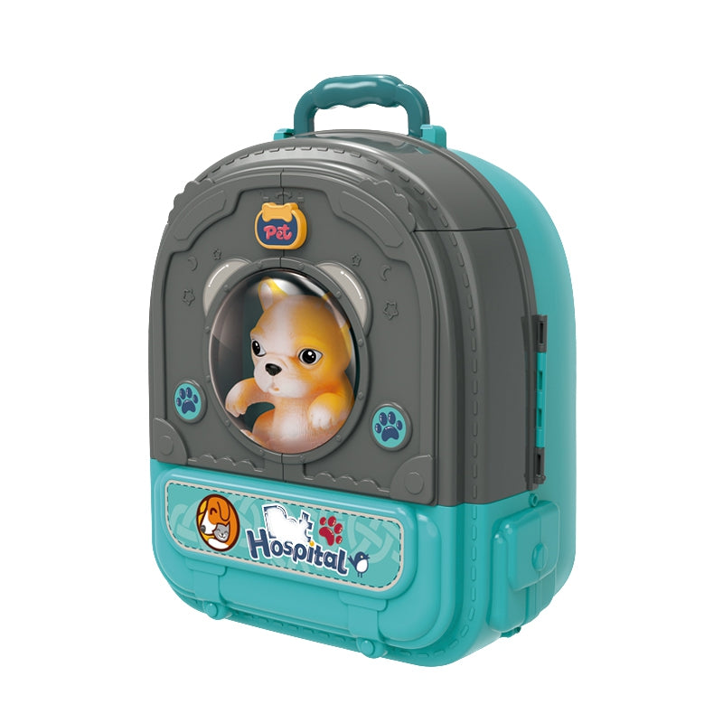 WOOPIE Speelgoed Kleine Dierenarts set met Huisje in een Rugzak en Hondje