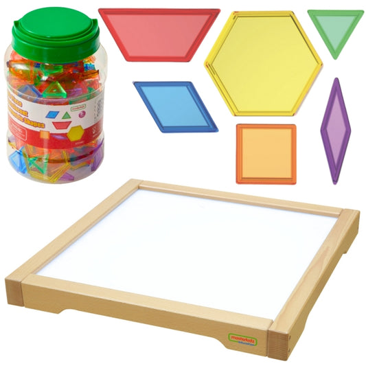 MASTERKIDZ LED-sensorische boxpaneel + Montessori-mozaïekblokken - 140 stuks