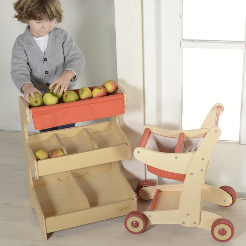 MASTERKIDZ Houten speelgoed supermarkt stelling speelwinkel