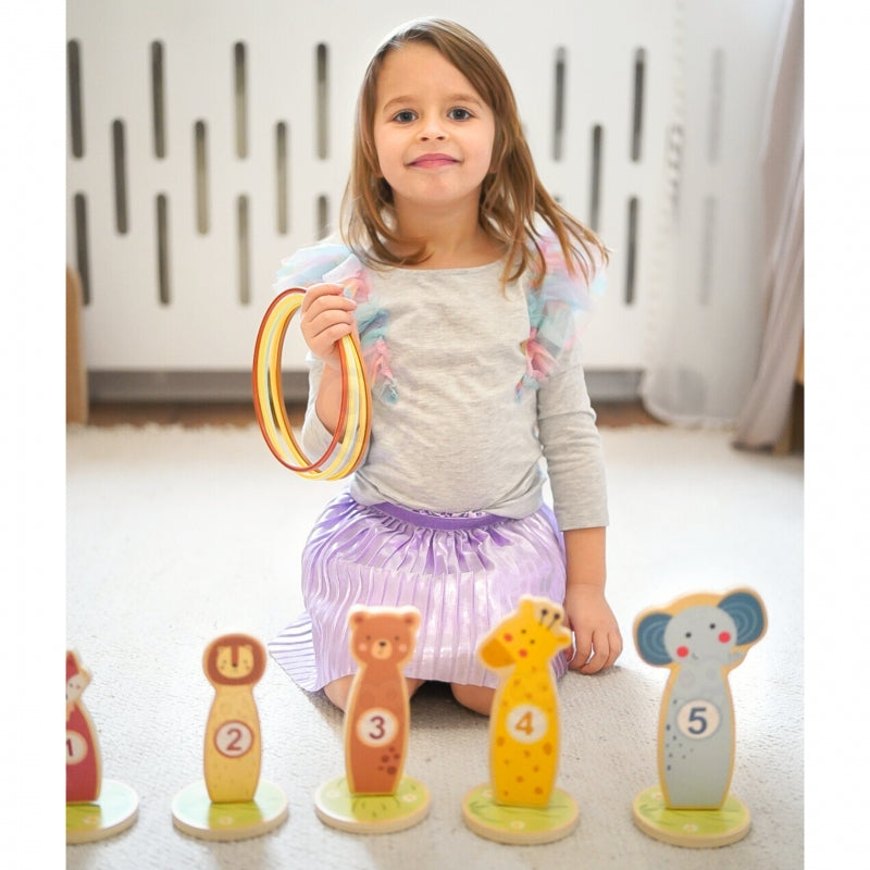 TOOKY TOY Houten Gooi de kegels behendigheidsspel - 15 stuks