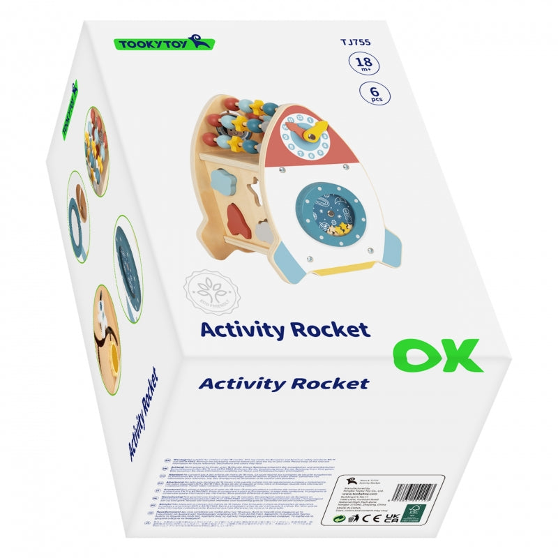 TOOKY TOY Ruimteraket Activiteitensorteerder Houten Doolhof