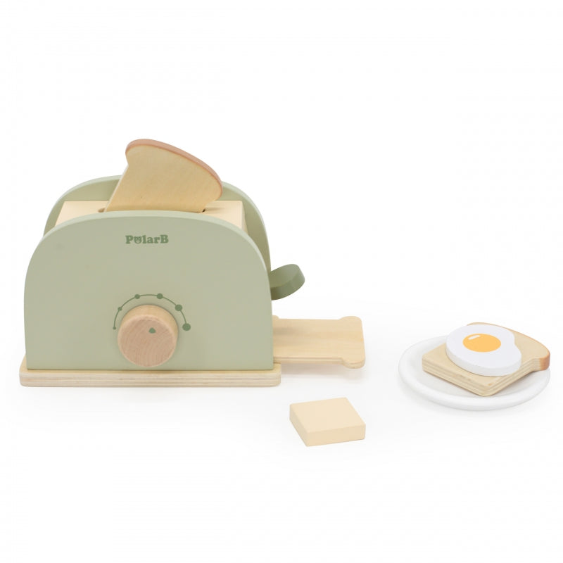 VIGA Houten Speelgoed Broodroosterset Groen + Accessoires